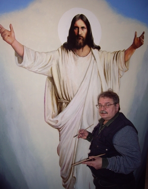 Andrei Aljoškin teeb 2009. a sügisel Velmema kirikus altaripilti.