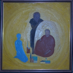 Maal “Kohtumine meie Issanda Jeesuse ja Johannesega”. Andrei Aljoškini jäädvustatud nägemus kirikust.